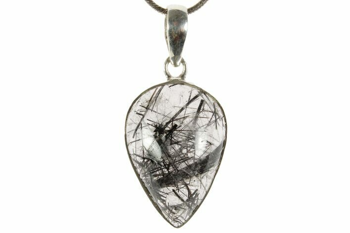 Glassy Tourmalinated Quartz Pendant - Sterling Silver #369889